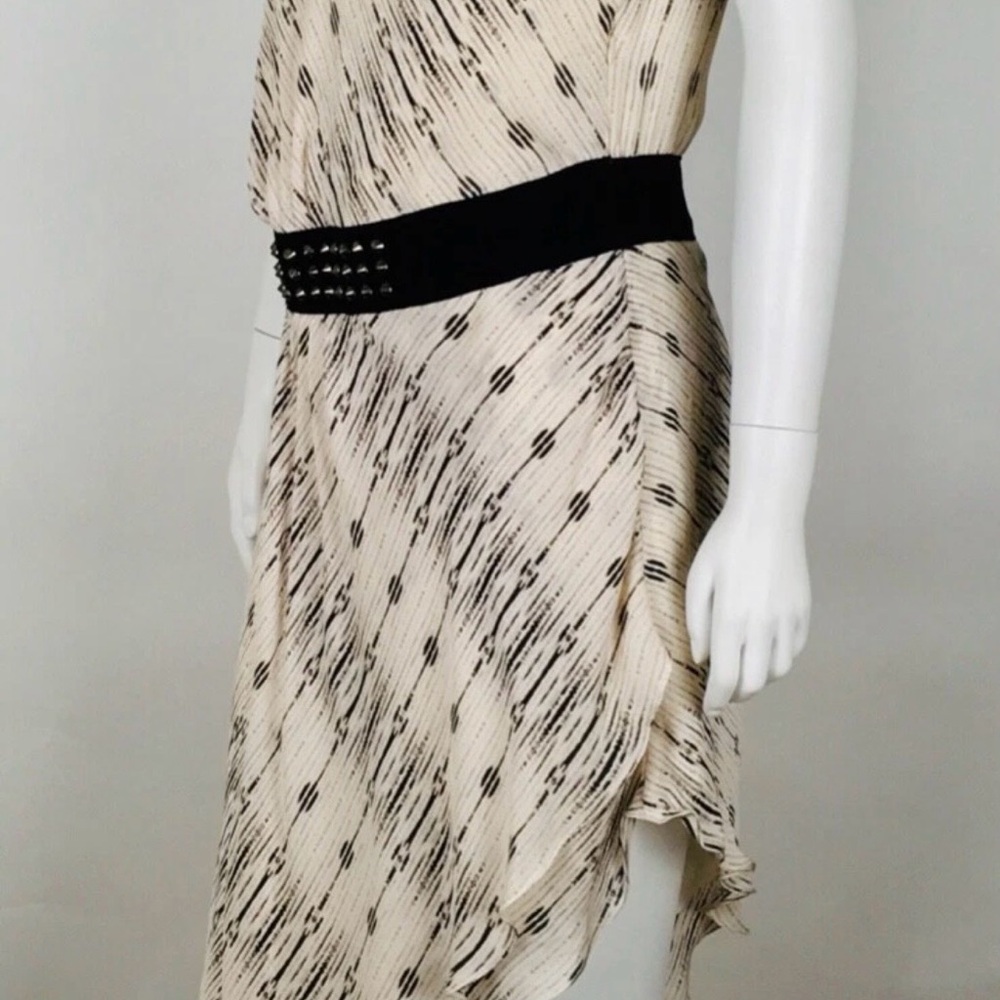 Haute Hippie Black and Cream Asymmetrical Dress